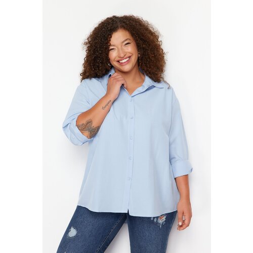 Trendyol curve light blue woven shirt Slike