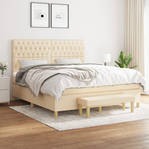  Krevet s oprugama i madracem krem 180x200 cm od tkanine Cijene