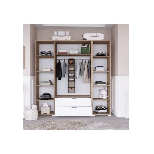 Hanah home nisan 1600-024 light walnutwhite wardrobe Slike