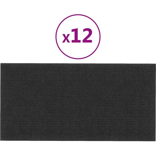  Zidna uzglavlja 12 pcs 60 x 30 cm Crna tkanina Slike
