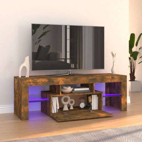 TV ormarić s LED svjetlima boja dimljenog hrasta 120x35x40 cm Cijene