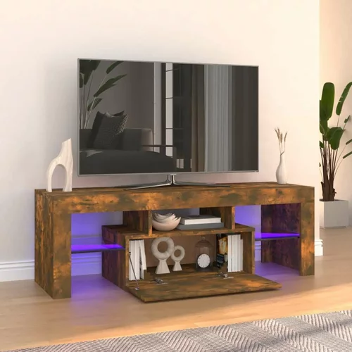 TV ormarić s LED svjetlima boja dimljenog hrasta 120x35x40 cm