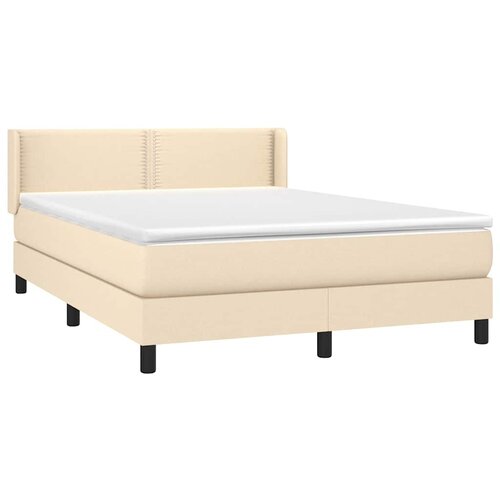  Krevet s oprugama i madracem krem 140 x 190 cm od tkanine Slike