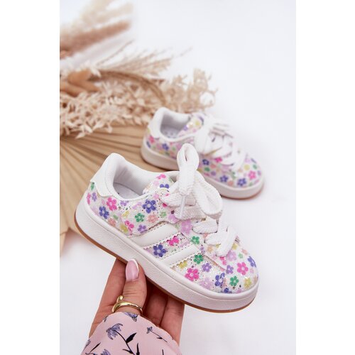 Boto Shiny Girls Sports Shoes With Flowers White Tessina Cene