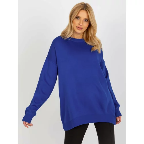 Fashion Hunters Women's cobalt oversize sweater with the addition of wool