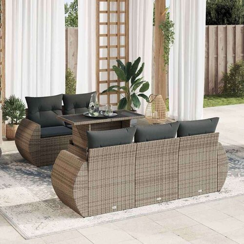 vidaXL 6-dijelni set vrtnih sofa od poliratana s jastucima sivi Cijene