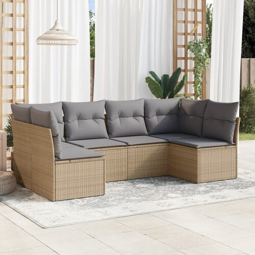 vidaXL 6-dijelni set vrtnih sofa s jastucima bež od poliratana Cijene