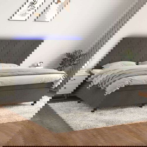  Box spring s madracem LED tamnosivi 180x200 cm baršun Cijene