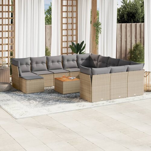 vidaXL 13-dijelni set vrtnih sofa s jastucima poliratan Bež Cijene