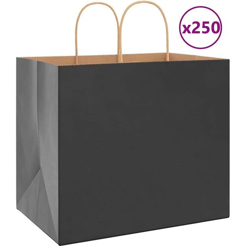  Papirnate vrećice 250 kom s ručkama crne 32x22x28 cm Cene