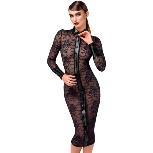 Noir Handmade F376 Noirelle Lace Button-Up Midi Dress Black S Slike