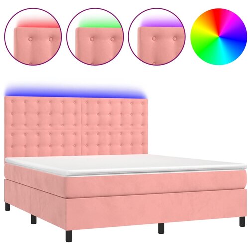 Maison Chic Box spring postelja - Vzmetna postelja z vzmetnico LED roza 160x200 cm žamet SL22336, (21891890) Cene