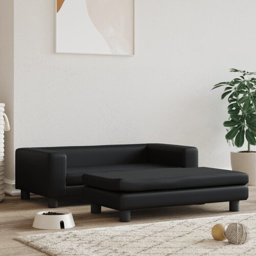 VidaXL Krevet za pse s produžetkom crni 100 x 50 x 30 cm umjetna koža Slike