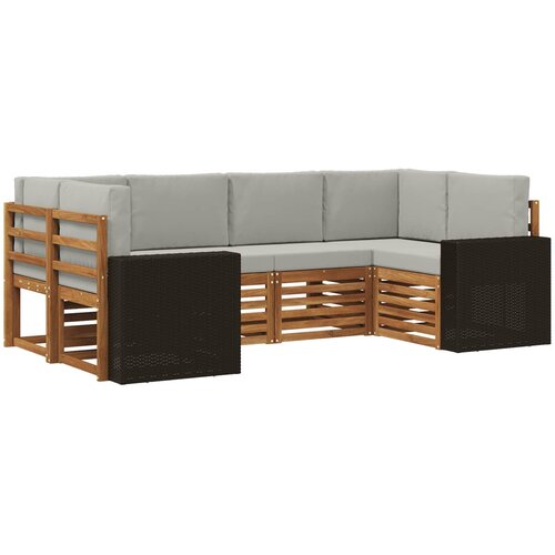  Sekcijska garnitura 6 pcs Prirodna i svjetlosiva Poliester Cene