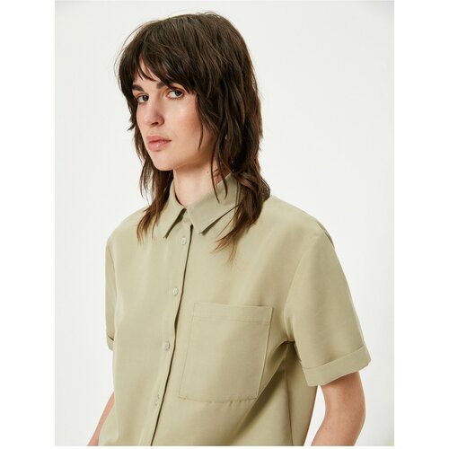 Koton Shirt Pocket Short Sleeve Modal Blended Slike