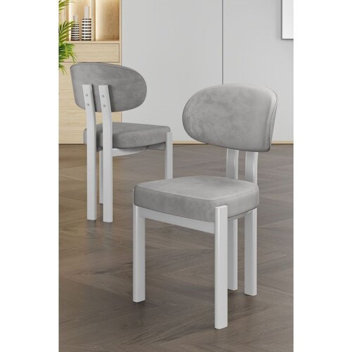 Hanah home set trpezarijskih stolica Dore 4 kom, siva tkanina Babyface, bele metalne noge Cene