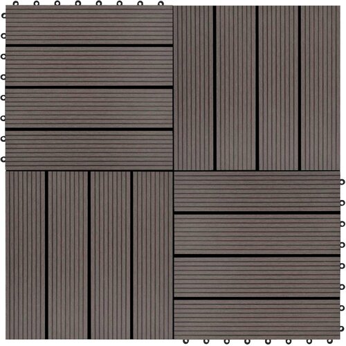  Pločice za decking 11 pcs Tamno smeđa 30 x 30 cm Slike