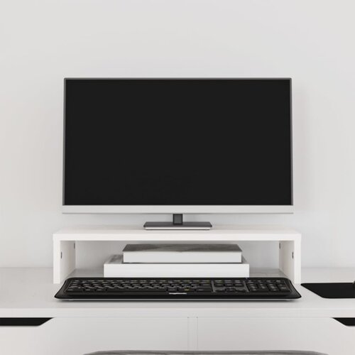 VidaXL Stalak za monitor bijeli 50 x 27 x 10 cm od masivne borovine Slike