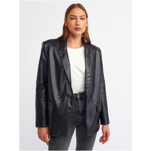 Dilvin 6939 Faux Leather Jacket-black Slike