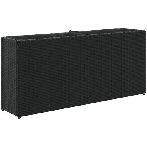  Vrtna sadilica s 2 posude crna 90 x 20 x 40 cm od poliratana Slike