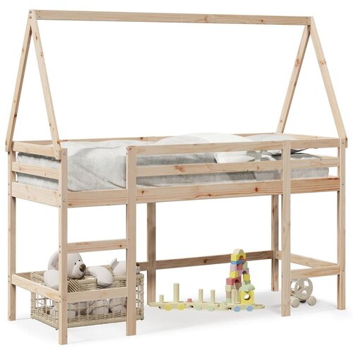 VidaXL Krevet na kat s ljestvama i krovom 90x200 cm od borovine Slike