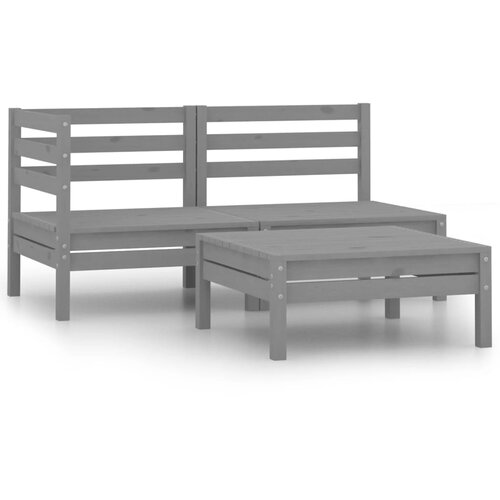 vidaXL 3-dijelna vrtna garnitura od masivne borovine siva Cijene