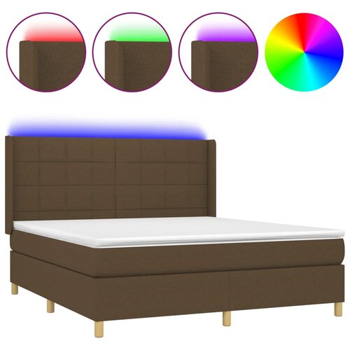  Krevet box spring s madracem LED tamnosmeđi 180x200 cm tkanina Slike