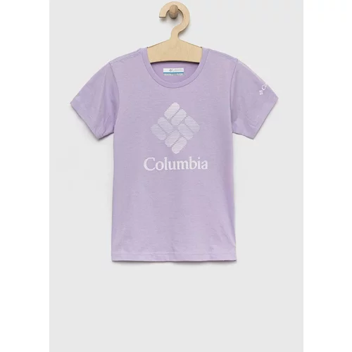 Columbia Otroška bombažna kratka majica Mission Lake Short Sleeve Graphic Shirt vijolična barva