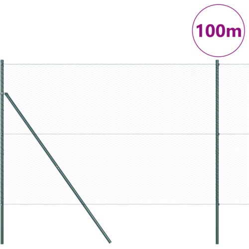 VidaXL Hexagonalna Ograda Zelena 1.6x100 m Čelik, Ogradni Stupovi 13 kom Zelena &amp;Oslash;32 mm 210 cm Galvanizirani Čelik Slike