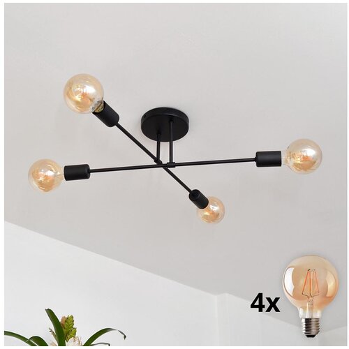  LED Plafonski luster CAMBRIDGE 4xE27/8W/230V crna Cene