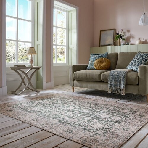 Flair Rugs Zelena pralna preproga 115x170 cm Beau Floral &amp;ndash; Slike