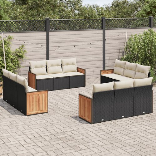  12-dijelni set vrtnih sofa od poliratana s jastucima crni Cijene
