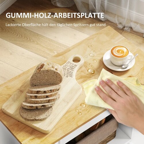  Kuhinjska kolica na kotačiće s pretincima stalcima za vino ormarićem i radnom povr&amp;scaron;inom bijela Slike