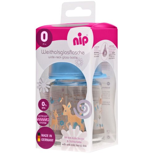 Nip staklena fla&amp;scaron; sa &amp;scaron;ir otvorom 0m+ 120ml,plava Slike