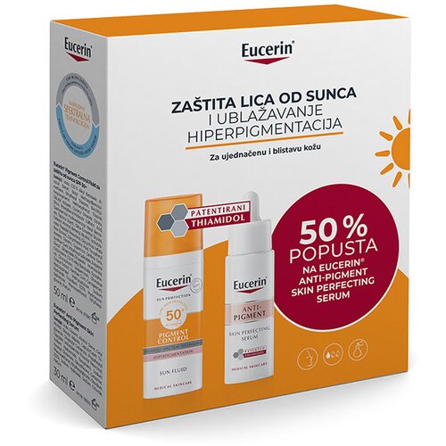 EUCERIN® box sun pigment control spf50 50ml + antipigment skin perfecting serum 30ml Cene