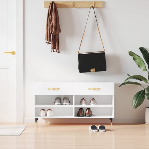  Klupa za cipele sjajna bijela 102x35x55 cm konstruirano drvo Slike