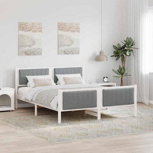 Okvir kreveta s uzglavljem Bijela i svijetlosiva 160 x 200 cm Cijene