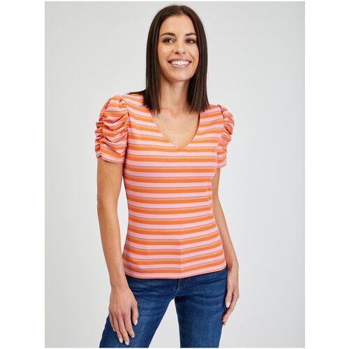 Orsay Pink-Orange Women&amp;#039;s Striped T-Shirt - Women Slike