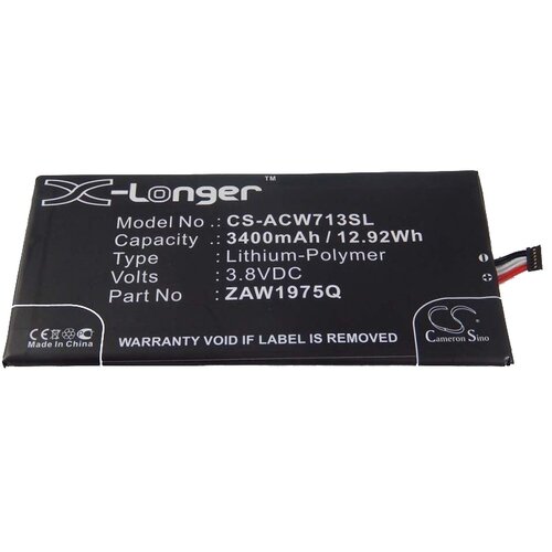 VHBW Baterija za Acer Iconia Tab 7 / A1-713, 3400 mAh Slike