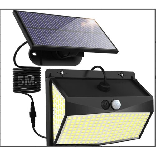 Glamaris Zunanja stenska svetilka na sončno energijo s senzorji Črna 15,5*11*5,3 cm, 318 LED, Bela svetloba, Dolžina kabla 5 metrov, Svetlobni senzor, (21163873) Cene