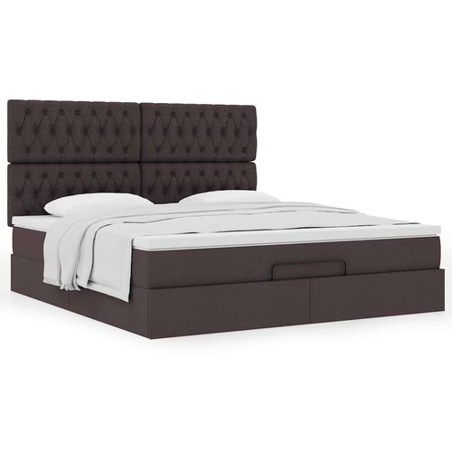 vidaXL Otomanski posteljni okvir z vzmetnico rjav 160x200 cm blago Cene