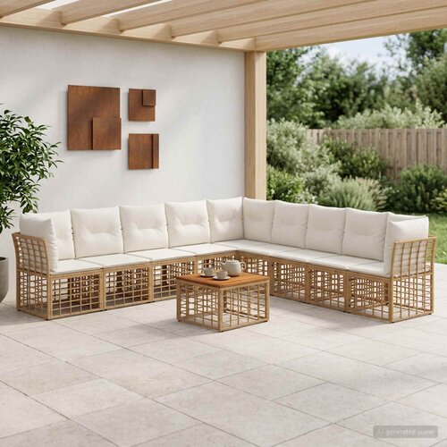  Set vanjskih sofa 10 pcs Prirodna i krema bijela Poliester Cene