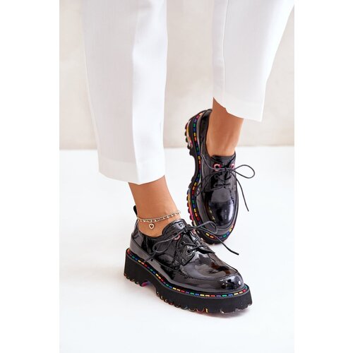 ARTIKER Lacquered Women's Laced Shoes Black Cijene
