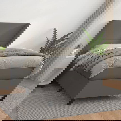 The Living Store Box spring postelja z vzmetnico siva 90x190 cm umetno usnje - Box Spring Postelja, (21520599) Slike