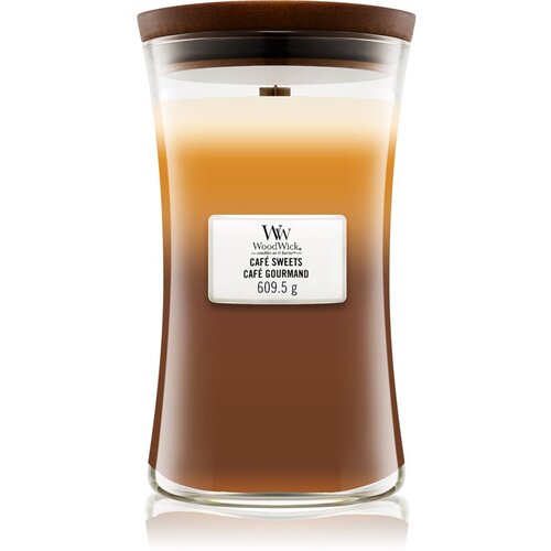 WoodWick Trilogy Café Sweets dišeča sveča z lesenim stenjem 609,5 g Cene