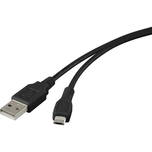 Renkforce USB 2.0 priključni kabel [1x USB 2.0 vtič A - 1x USB 2.0 vtič Micro-B] 1 m črni\, pozlačeni kontakti\, UL-zertifiziert (20416247) Cene
