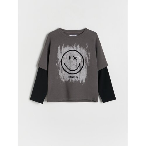 Reserved Majica dugih rukava SmileyWorld&reg; - tamnosivo Cijene
