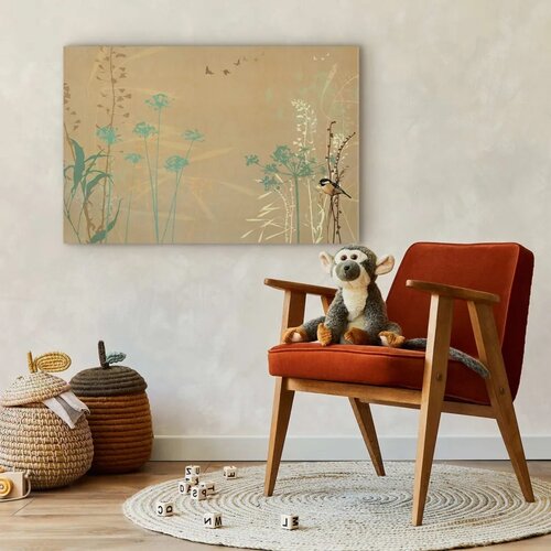  Slika - Tiny Bird - Colorful Grasses in Golden Shades of Sunset 120x80 Standard Slike