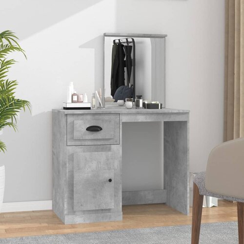 vidaXL Toaletna mizica z ogledalom beton. siva 90x50x132,5 cm inž. les Cene