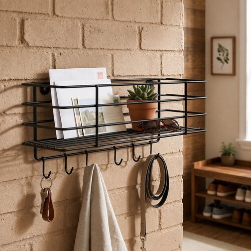 Hanah home zidna polica Bark, 34 cm, crna Cene